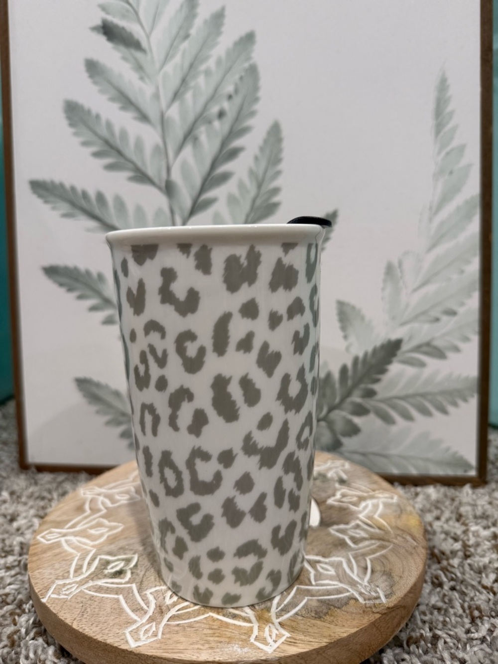 Gray Leopard Print Ceramic Tumbler